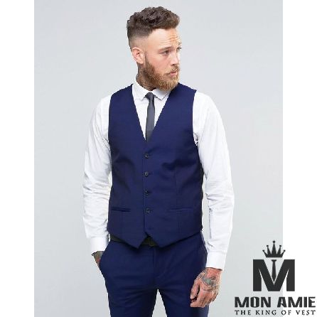 Cobalt Blue Wool Suit  Vest